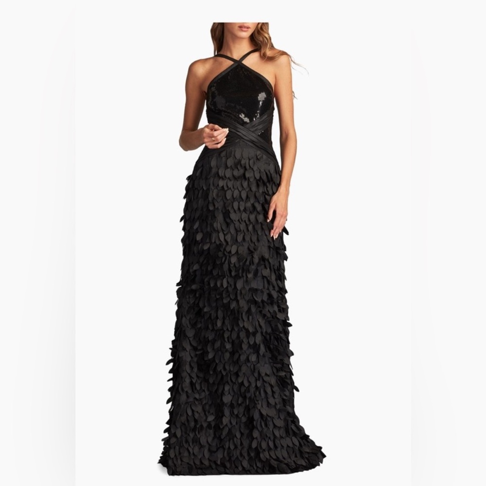 Tadashi Shoji Black Halter Prom Dress